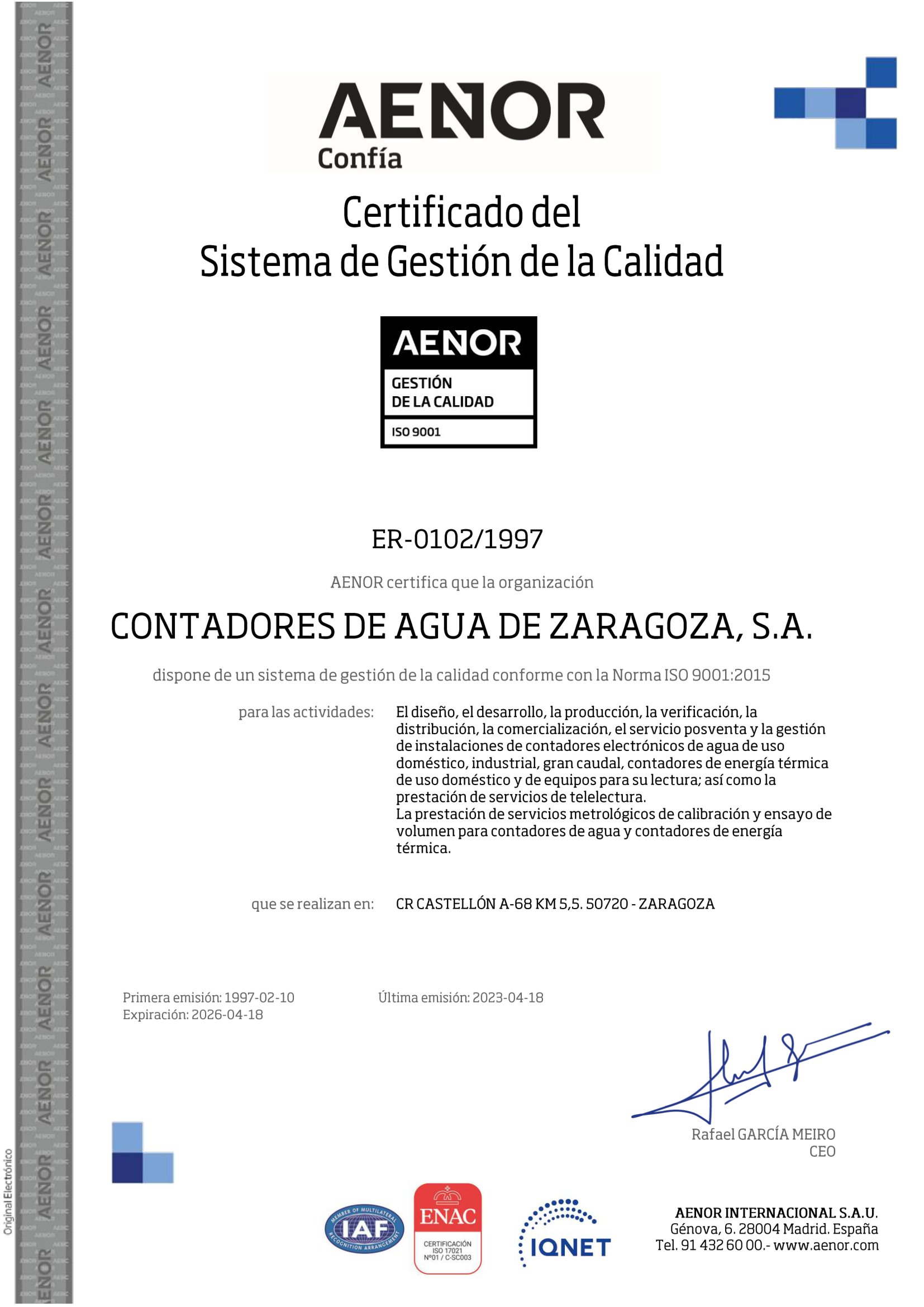 Certificado9001 Contazara